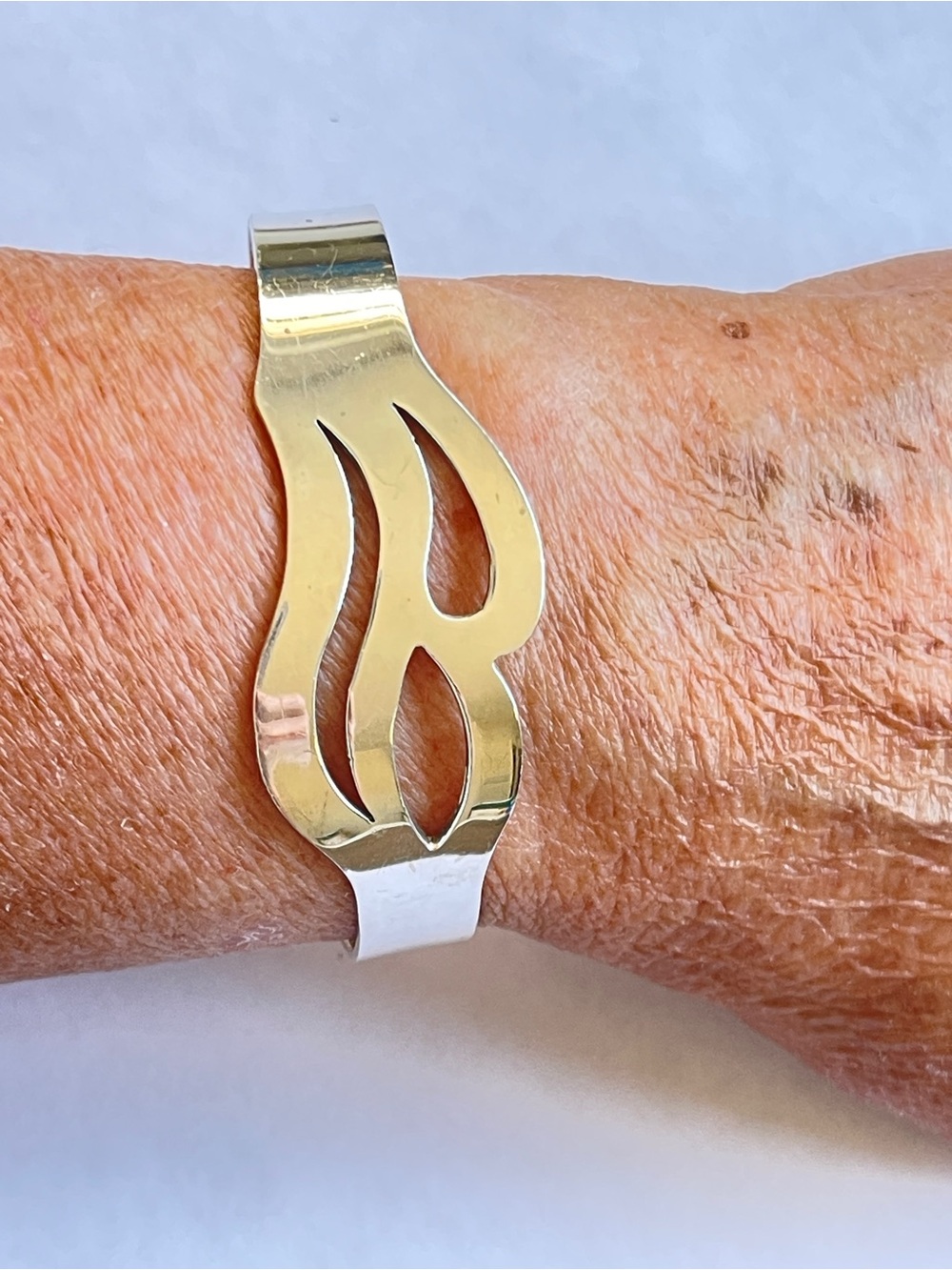 Vintage Taxco Sterling Silver Lyrical Cut-Out Design Cuff Bracelet 23.3g